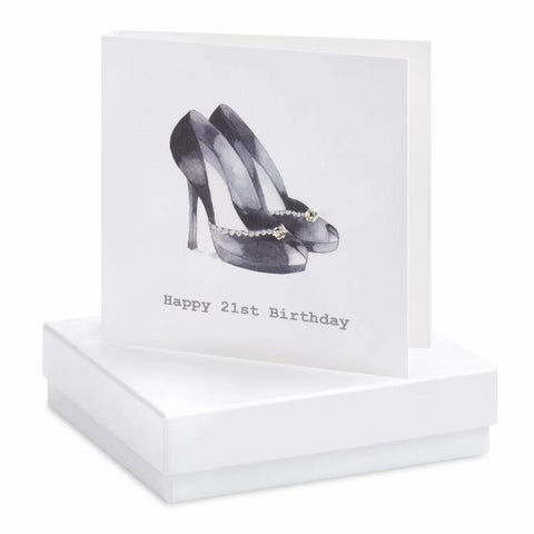 Black Heels 21st Earrings Card