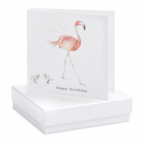 Flamingo Happy Birthday Earrings Card