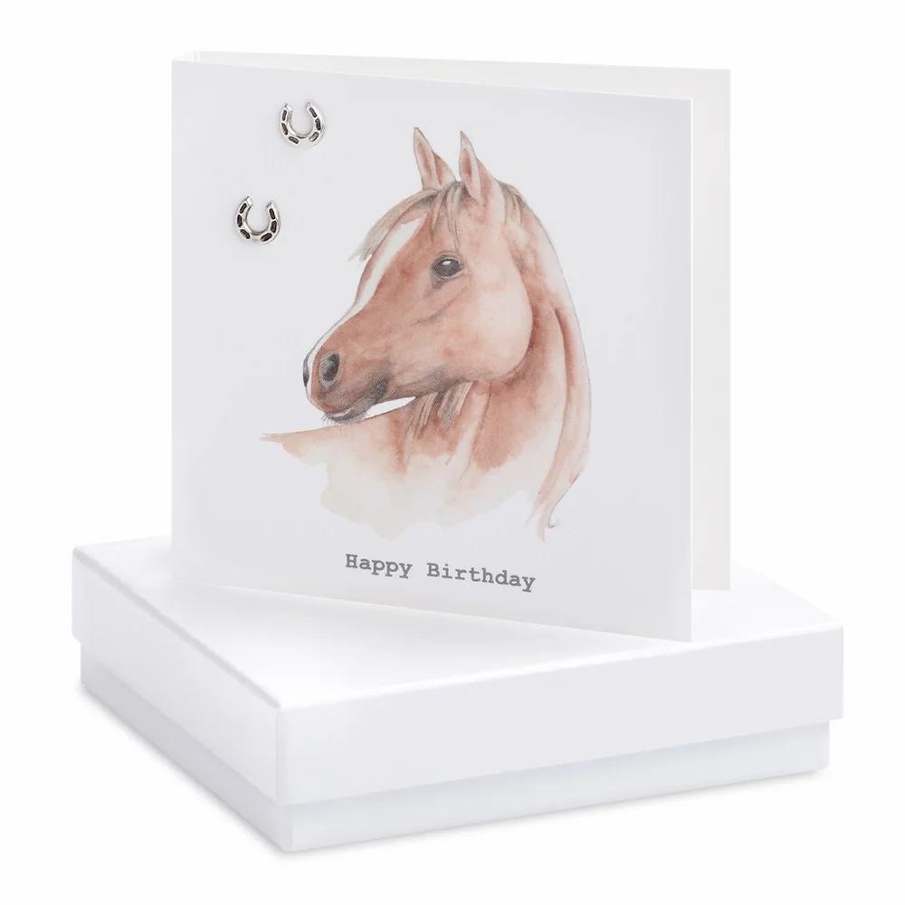 Horse Birthday Earrings Card